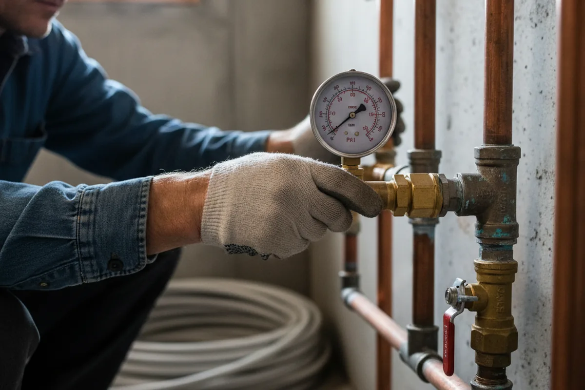 Pressure testing a repaired line during Water Line Repair in Lawrence
